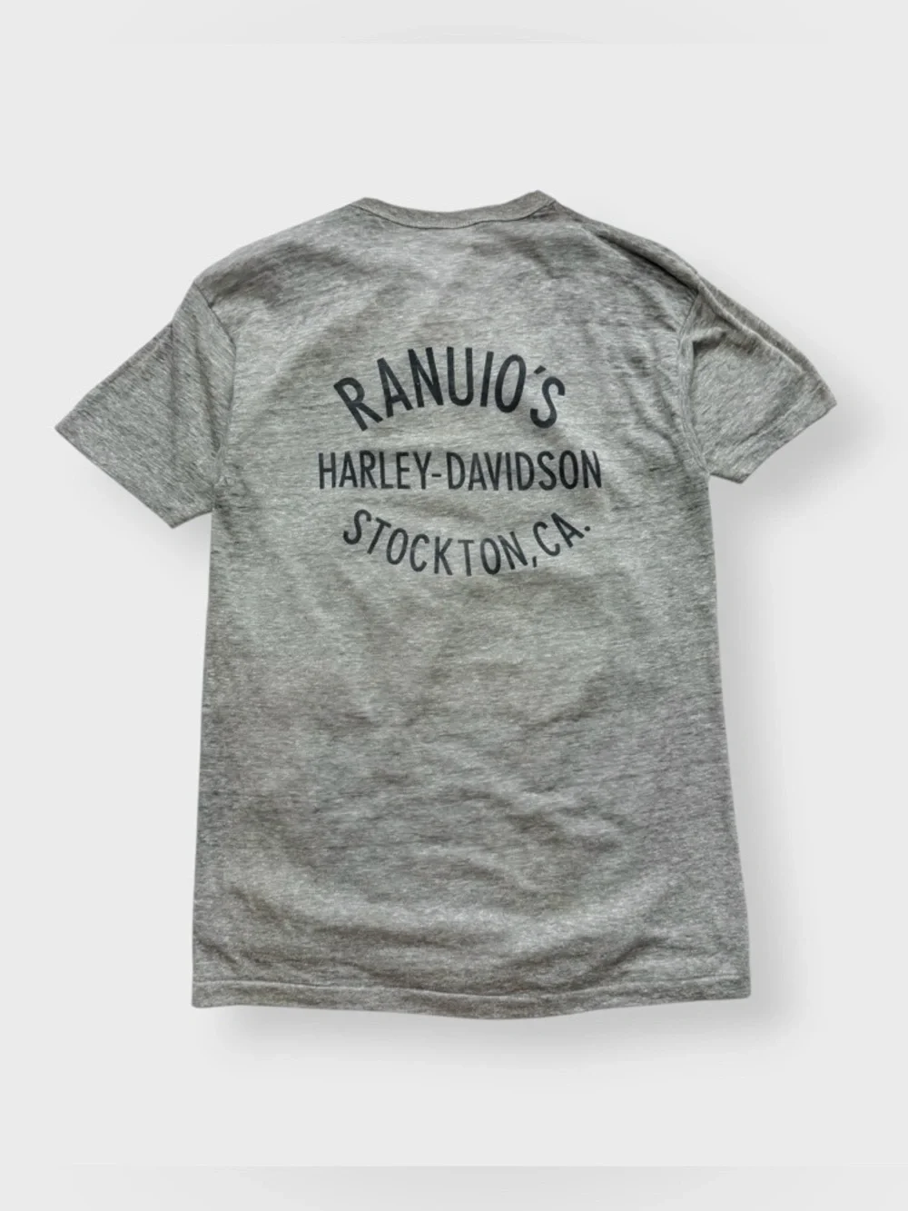 Vintage 70s Champion Blue Bar Harley Davidson Horsepower Shirt 2-Sided Stockton - Picture 2 of 9